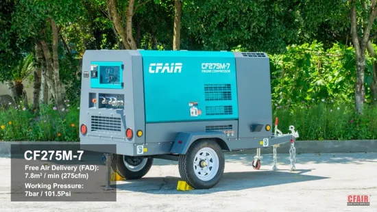 Portable Compressor Rig Portable Diesel Air Compressor 275cfm for Construction and Industrial ...